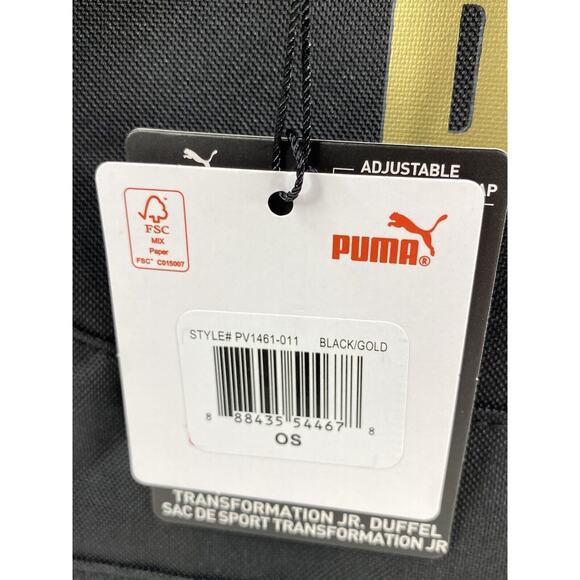 NEW PUMA Unisex Child Evercat Transformation Sports Duffel Bag Black Gold - Picture 16 of 16